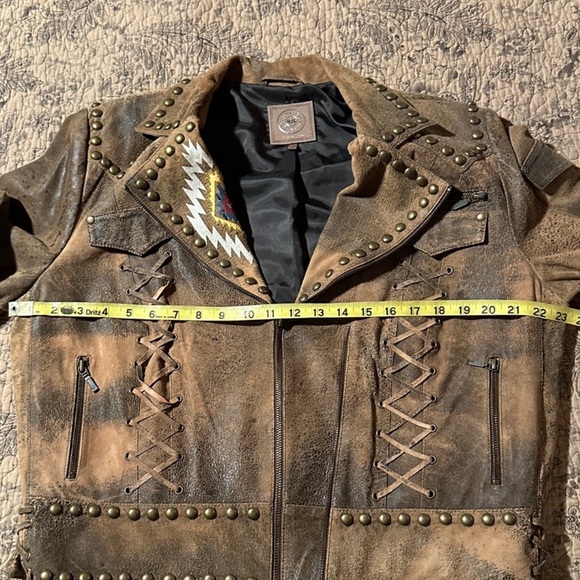 Double D Ranch fringe jacket studded embroidered induan chief design Rtl $1295 - Picture 11 of 13